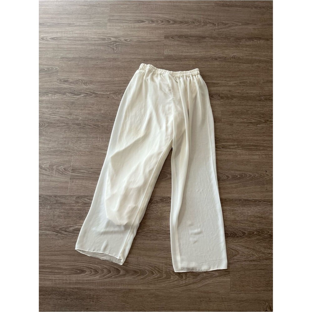 R&M Richards Pants Womens Petite Ivory Cream Chiffon Wide Leg Pull On Dressy 26